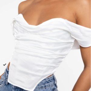 Heiress Beverly Hills White Satin Corset Top Large (runs small)